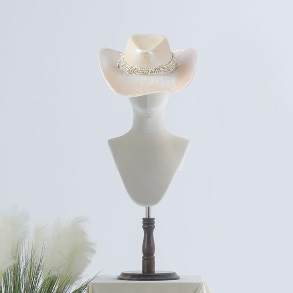 Jeweled Pearls Cowboy Hats Bride Hat Panama Hat for Bachelorette Party Cowboy Hats for Club Stage Shows