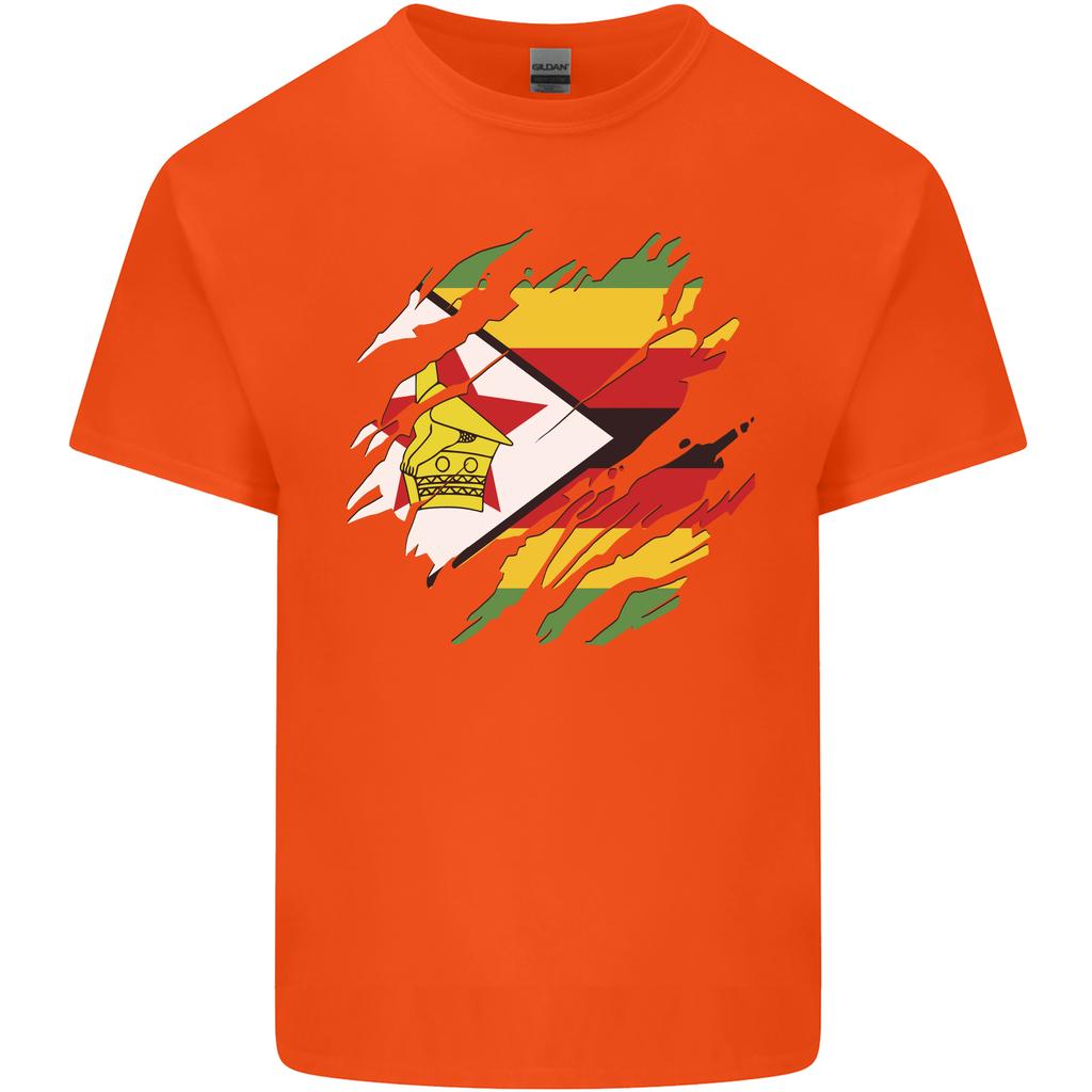 Torn Zimbabwe Flag Zimbabwean Day Football Unisexs Light Cotton TShirt