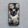 Art Painting Rose Cat Phone Case For iphone 15 14 Plus Pro Max 13 12 Mini 11 Pro MAX XS X XR 8 7 SE 2020 Shockproof Shell Cover
