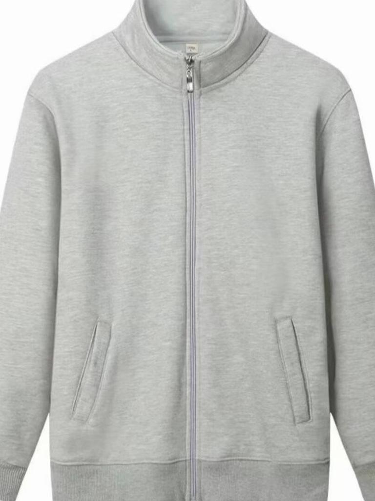 Unisex Korean Style Zip-Up Loose Jacket - Casual Solid Color Outerwear, Plus Size Available