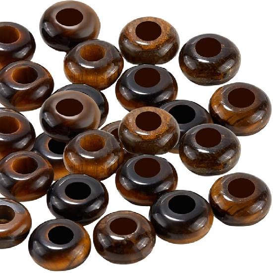 

1 Box 30Pcs Large Hole Stone Beads 10mm Gemstone Rondelle Bead Bulk Indian Agate Crystal Flat Round Natural Stone Spacer Beads for Beading Bracelets Mixed Color 2