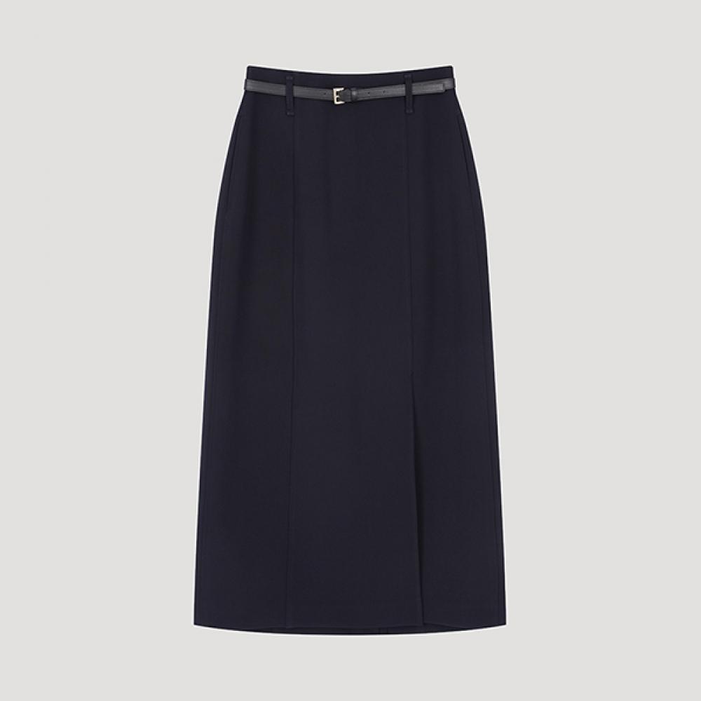 

She S miSS Leather Belted Slit Skirt SwwSko31710 Dn DARK NAVY/77