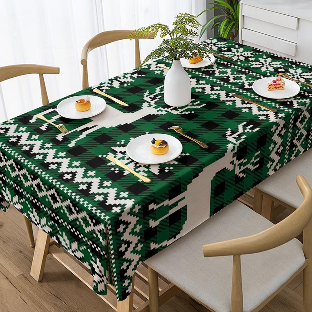 Stylish Green And Black Tableclothkitchen Restaurant Tablecloth Outdoor Picnic Tablecloth Holiday Party Decoration
