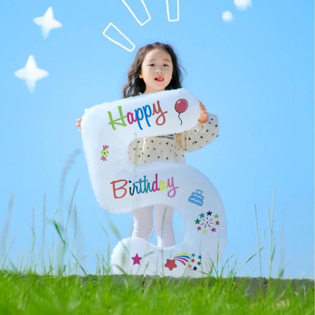 32nd Birthday Number Balloons & Decoration Set for Kids - Photo Props for Boys & Girls