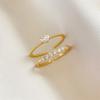 Yousheng Women Ring Opening Minimalist Elegant Luxury Golden Rhinestone Embedded Love Heart Finger Ring Fashion Jewelry