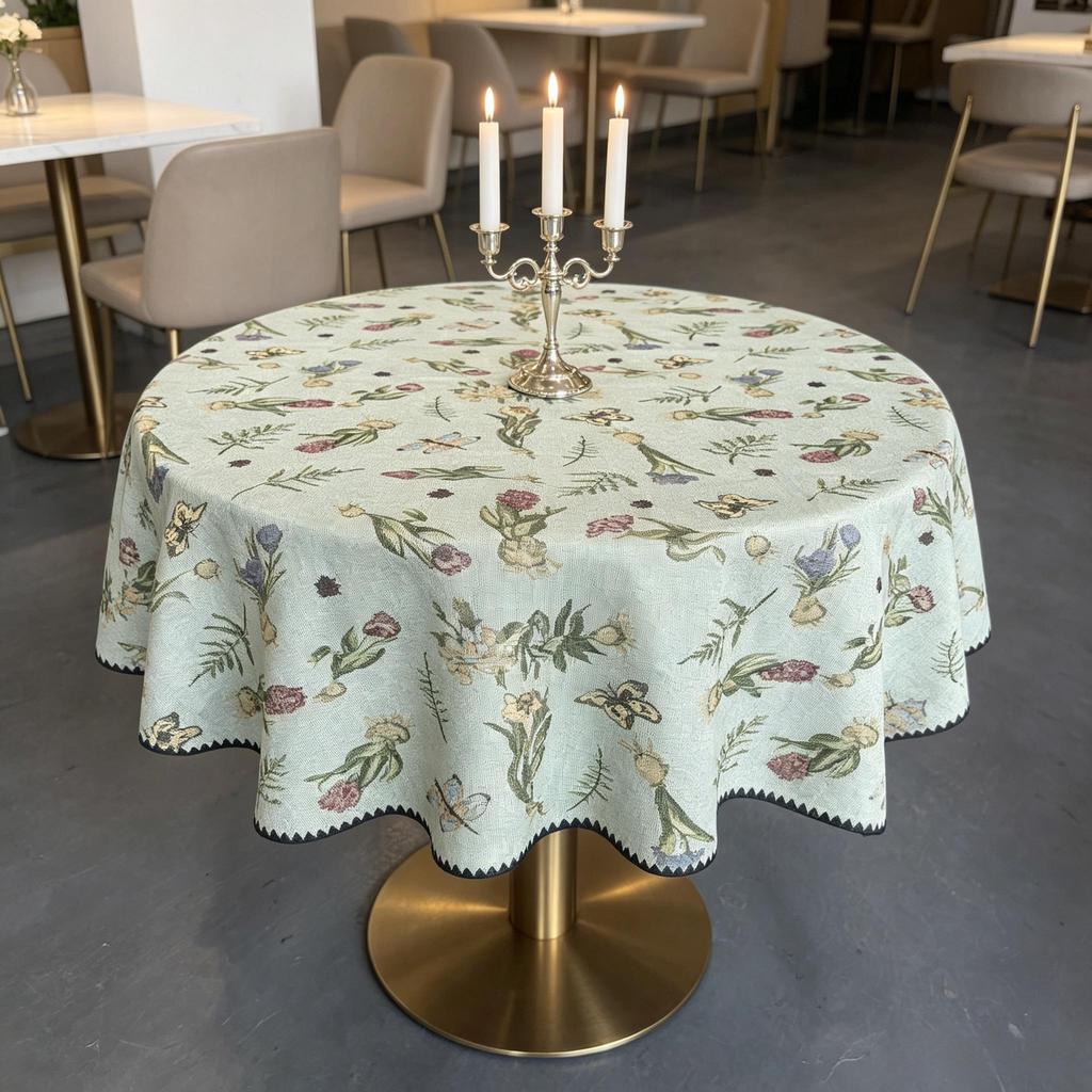 Kitchen Dining Room Daily Arrangement Convenient Soft Fabric Cotton Round Table Cloth