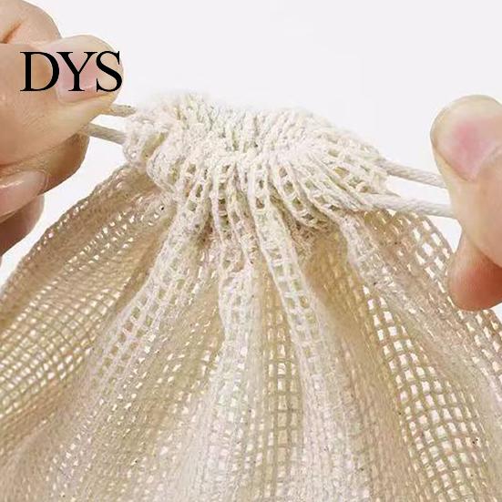 Organic Cotton Mesh Bags for Fruits Bag with Drawstring Closure, Reusable Eco-friendly Washable Zero Waste Food Storage Pouches Organizer, Sustainable