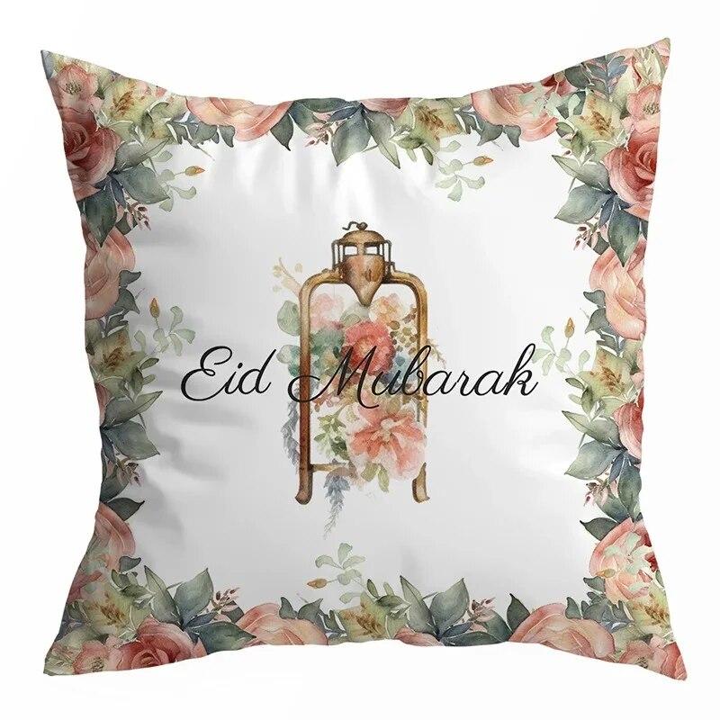 Ramadan Decoration 2024 Mubarak Cushion Cover Cotton Eid Mubarak Islamic Muslim Happy Eid Mosque Pillowcase Party Supplies