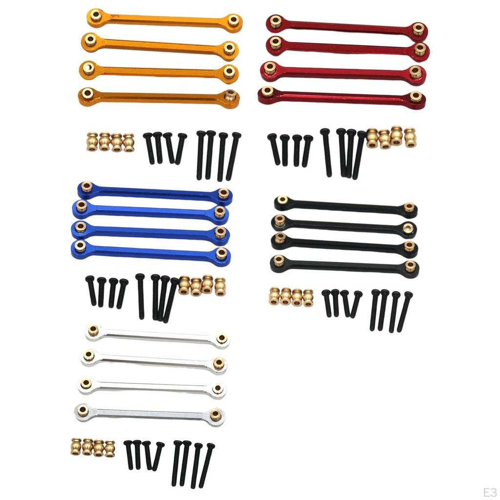 4 Piece Aluminum Alloy Pull Rod Set Replacement Upgrade for 1/24 RC Car Crawler Accessories DIY