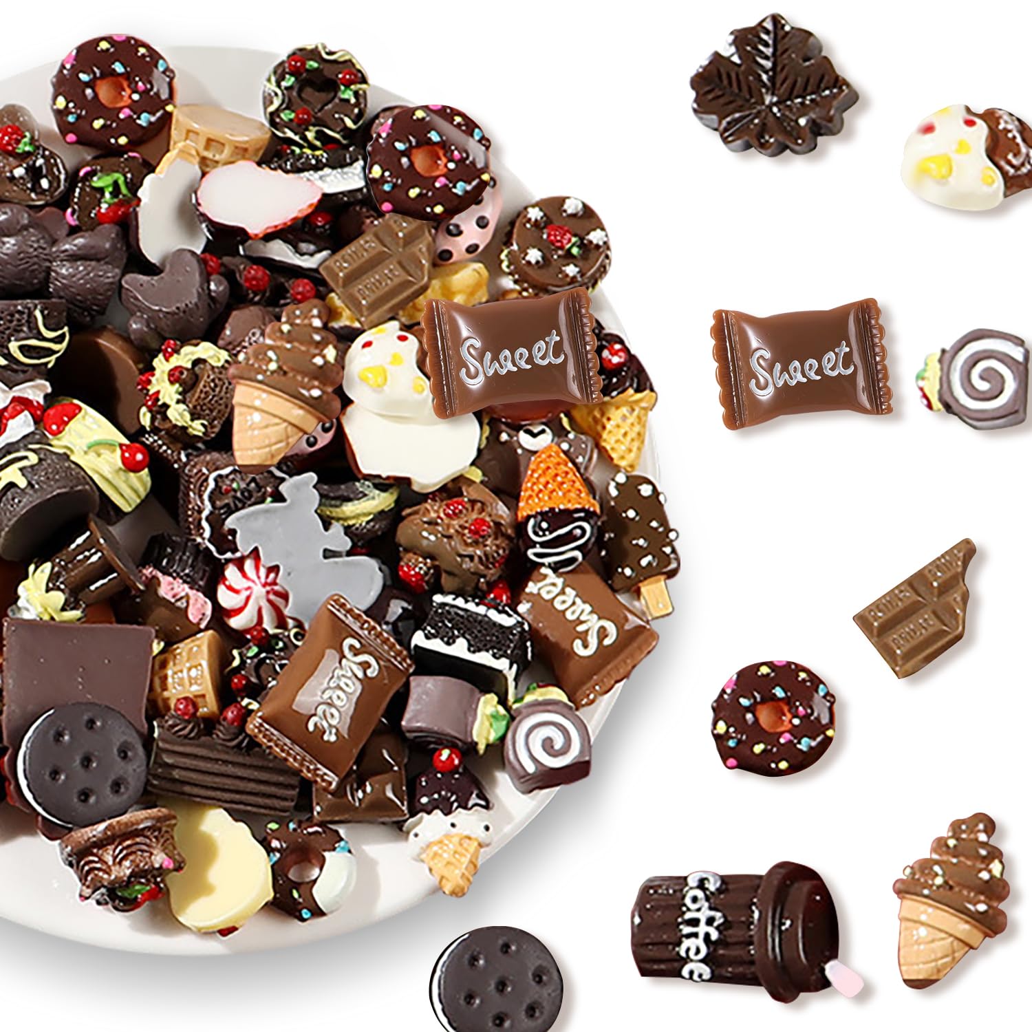 

ADOFUN Deco Parts Sweets Deco Deco Chocolate Chocolate Resin Hairpin Mixed Deco Candy Mixed Deco Deco Handmade Phone Case DIY Accessories style of