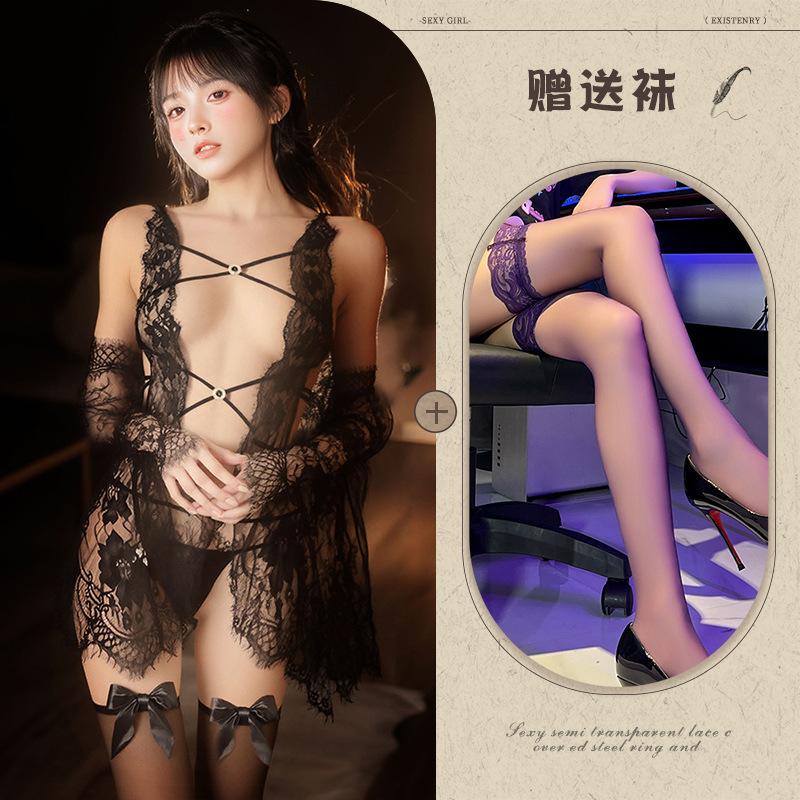 Sexy lingerie sexy lace seduction flash diamond lace-up onesie women's hot seduction