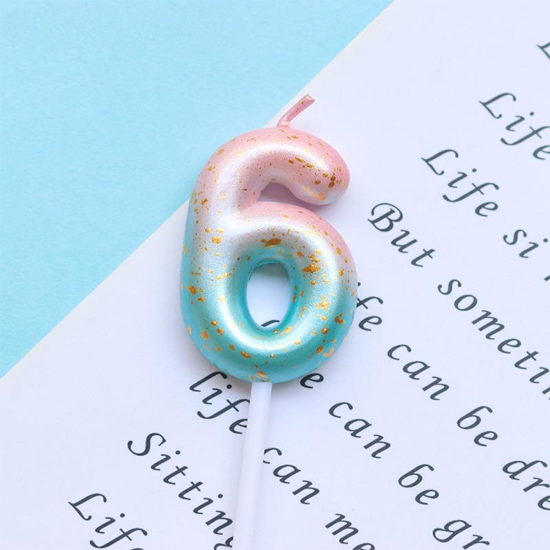Happy Birthday Cake Decorated Interstellar Digital Colorful Candle Children's Delicate Candy Color 0-9 Number Candle Party Decor