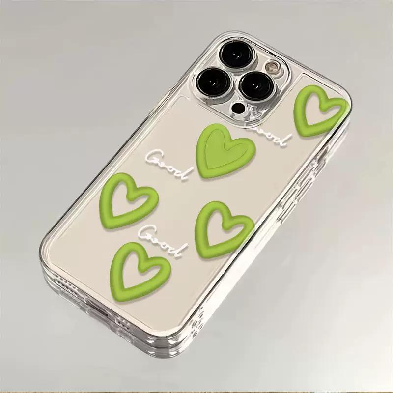 

Green Minimalist Heart Aesthetic Clear Phone Case, Cute Soft Shockproof Protective Cover for iPhone iPhone 13 PRO MAX разноцветный