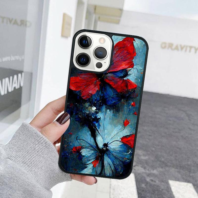 Blue Red Butterfly Phone Case For iPhone 17 Air 15 16 Cover  11 13 14 Pro Max 12 Plus Max Fundas