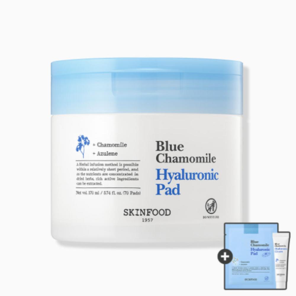 

Skinfood Голубая ромашка Гиалуроновый увлажняющий гель Двусторонние ватные диски 170 мл (70pcs)[Включает синие подушечки 2 шт. + крем 15 мл]