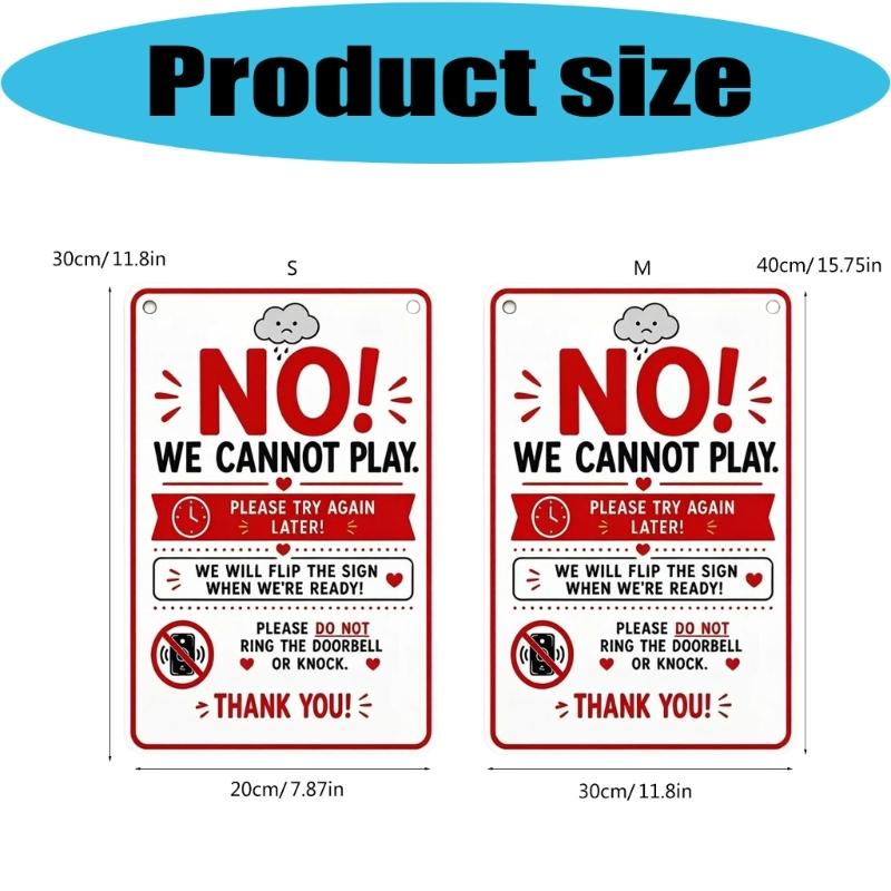 Front Door Play Status Sign, Reversible Double Sided Metal Door Hanger Plaque for Family with Kids and Neighbor Visit