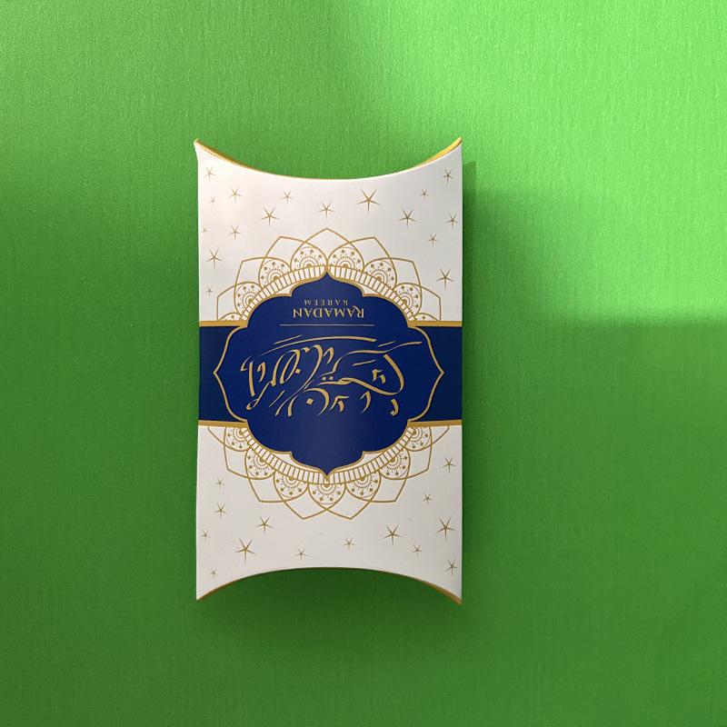10pcs Eid Mubarak Pillow Shape Candy Boxes 2024 Ramadan Kareem Decoration Kraft Paper Gift Box Packing Bax Islamic Muslim Party