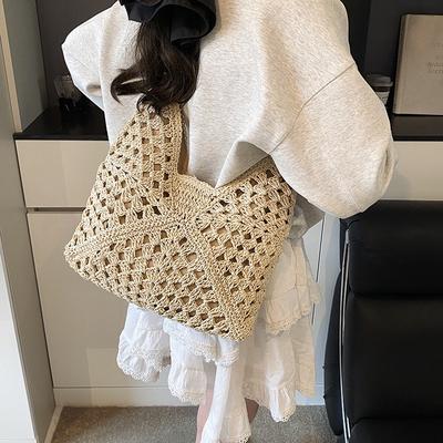 Sommer 2025 neue Strohtasche große Kapazität Schulter-Tragetasche Strandurlaub Strandtasche vielseitige Damentasche