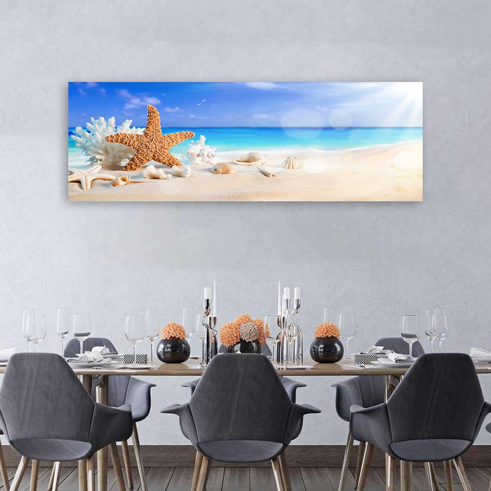 Modern Seashells om White Beach Canvas Painting Summer Holiday Posters Prints Seascape Wall Art for Living Room Decor Unframe