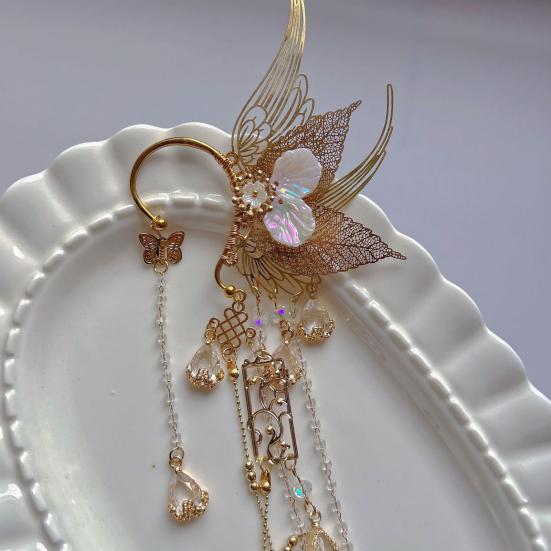 1 Pair Women Earrings Fairy Ear Cuffs Dreamy Mermaid Fin Butterfly Wing Decoration Halloween Christmas Cosplay