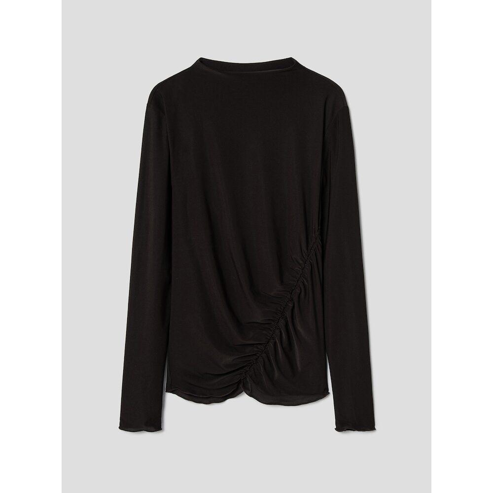Anggae Light Jersey Slim Shirring Top Brown