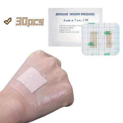 30pcs/set Transparent Band Aid 6*7cm Wound Dressing Patch Waterproof Adhesive Bandages Plaster Woundplast Patch Tape