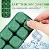PRETYZOOM Silicone Ice Cube Tray with Lid, Easy Release Freezer Tray for Ice and Food Storage, 8-Cube Green Mold for Freezing Drinks, Juices, and