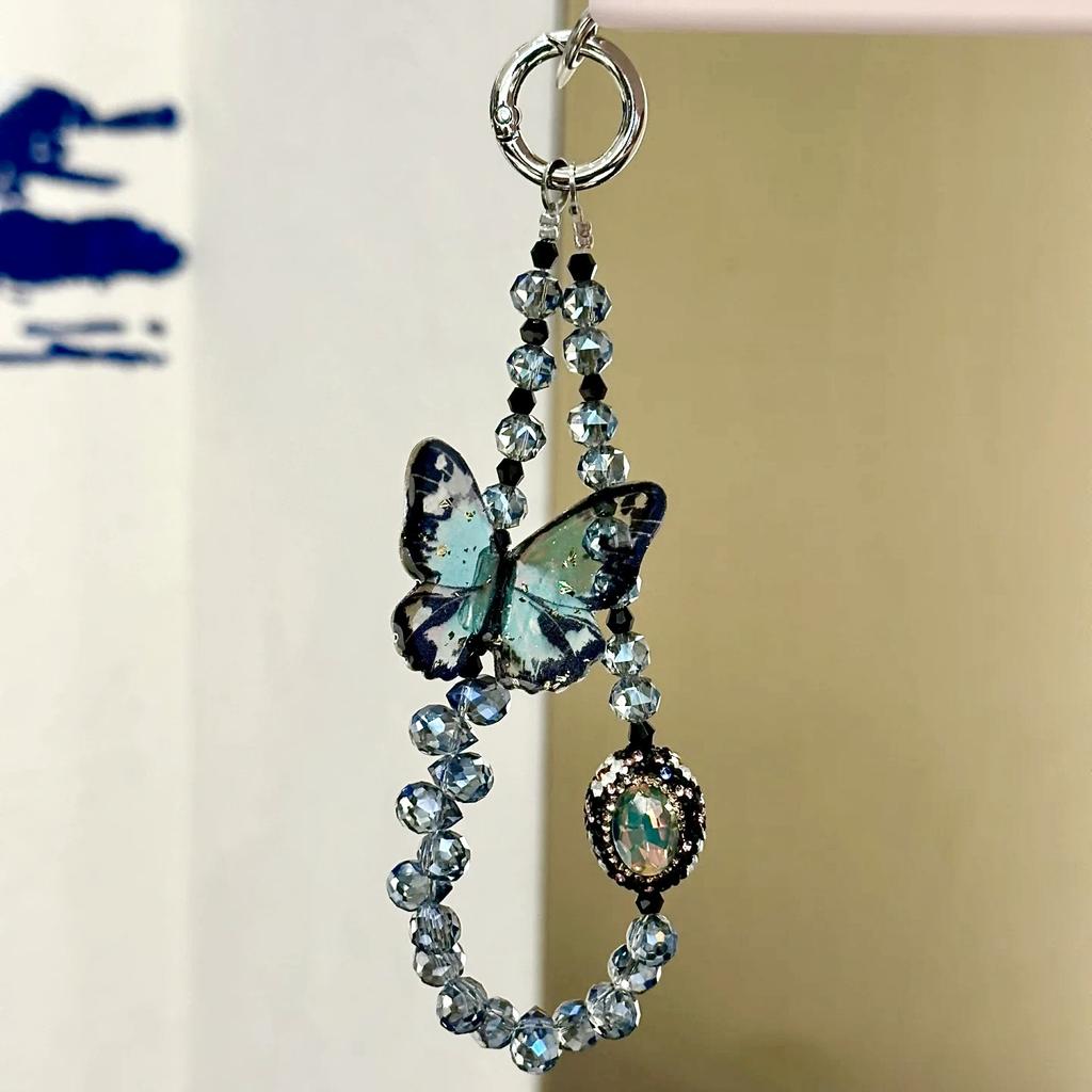 New Chinese Butterfly Mobile Phone Chain Niche Design Beaded Bag Pendant Xiaoxiangfeng Lanyard