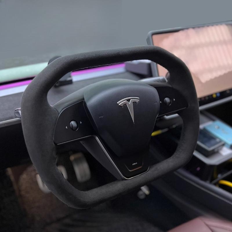 for Tesla Cybertruck Hand-stitched Non-slip Suede Car Steering Wheel Cover