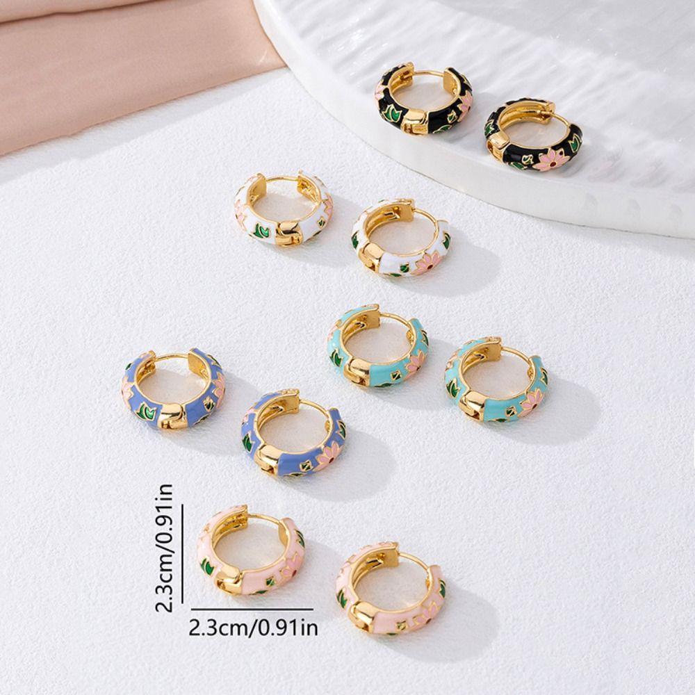 Korean Chinese Style Earrings Classic Hoop Ear Buckle Cute Round Small Hoop  Jewelry