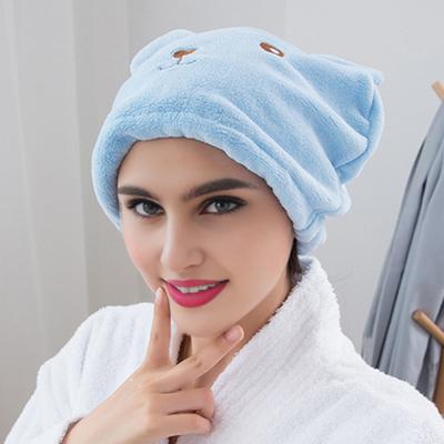 Elastische Haartrockenhaube Saugfähiges Haartuch Wickel Niedlicher Bär Gestickte Haartuchhaube Plüschturban für Damen Mädchen Bad