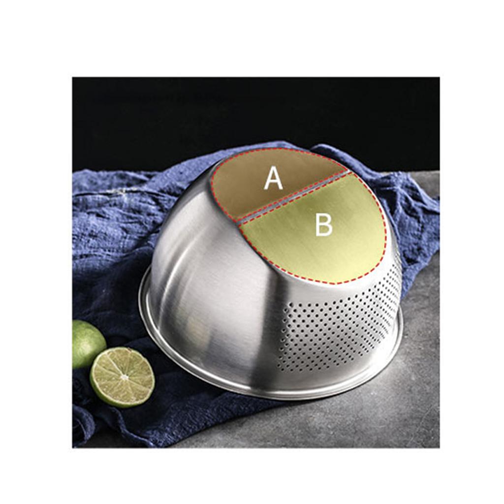 Stainless Steel Rice Washing Bowl with Side Drainers Cleaning Washing Mesh Strainer Net Baskets Steaming, Draining & Rinsing
