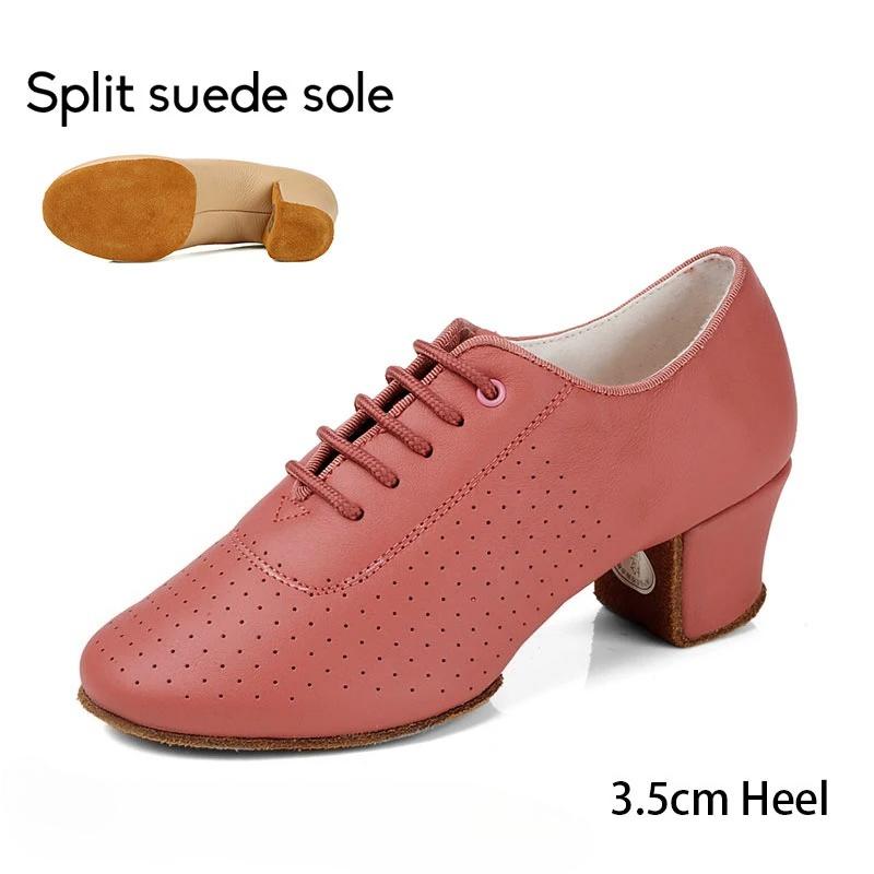 TWBEB Damen Moderne Standardtanzschuhe Leder Trainings Tanzsneaker Damen Frau Tango Latein Tanzschuhe Sneakers 3,5/5CM