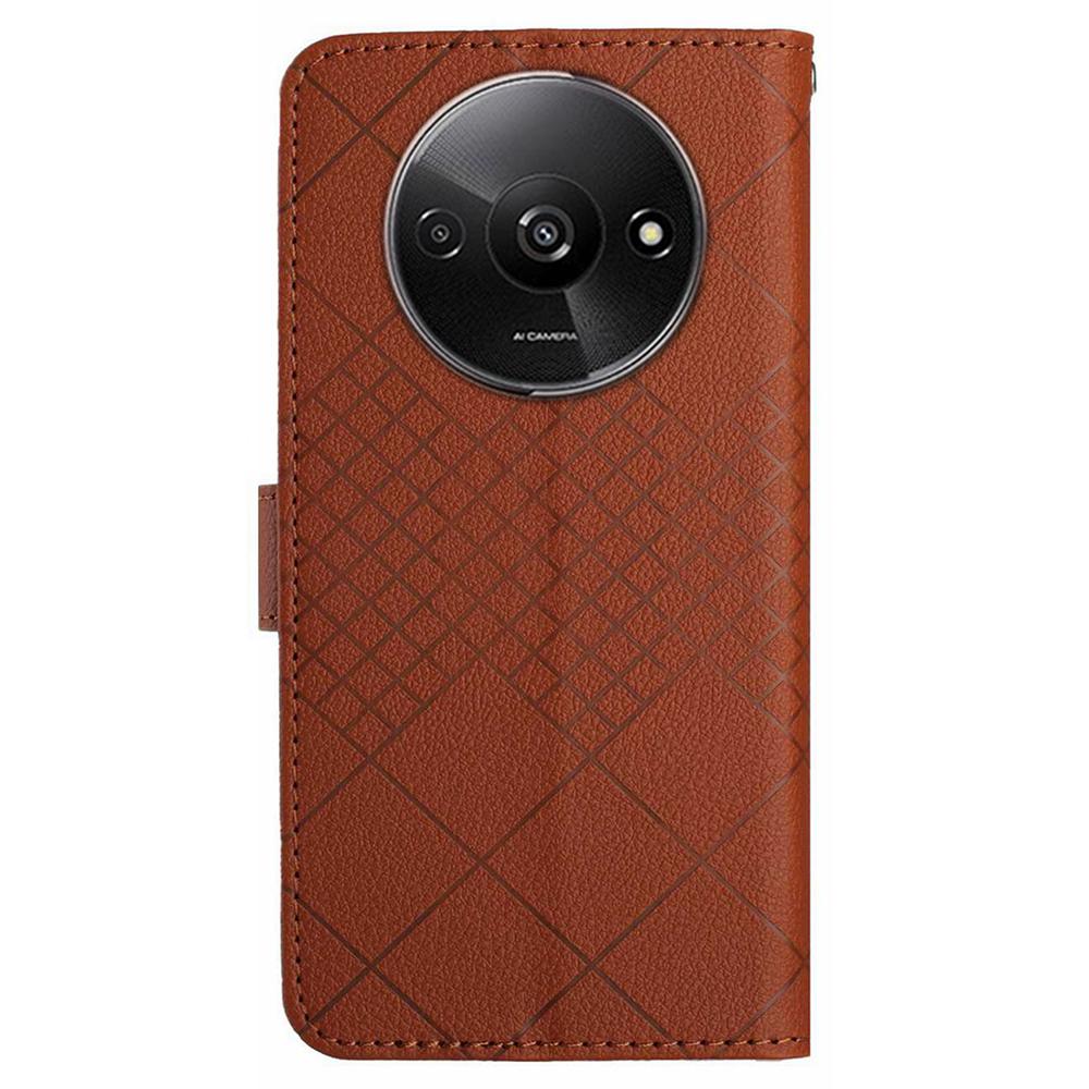 HT06 For Xiaomi Redmi A3 4G/Poco C61 4G Case Rhombus Pattern PU Leather Folio Phone Cover