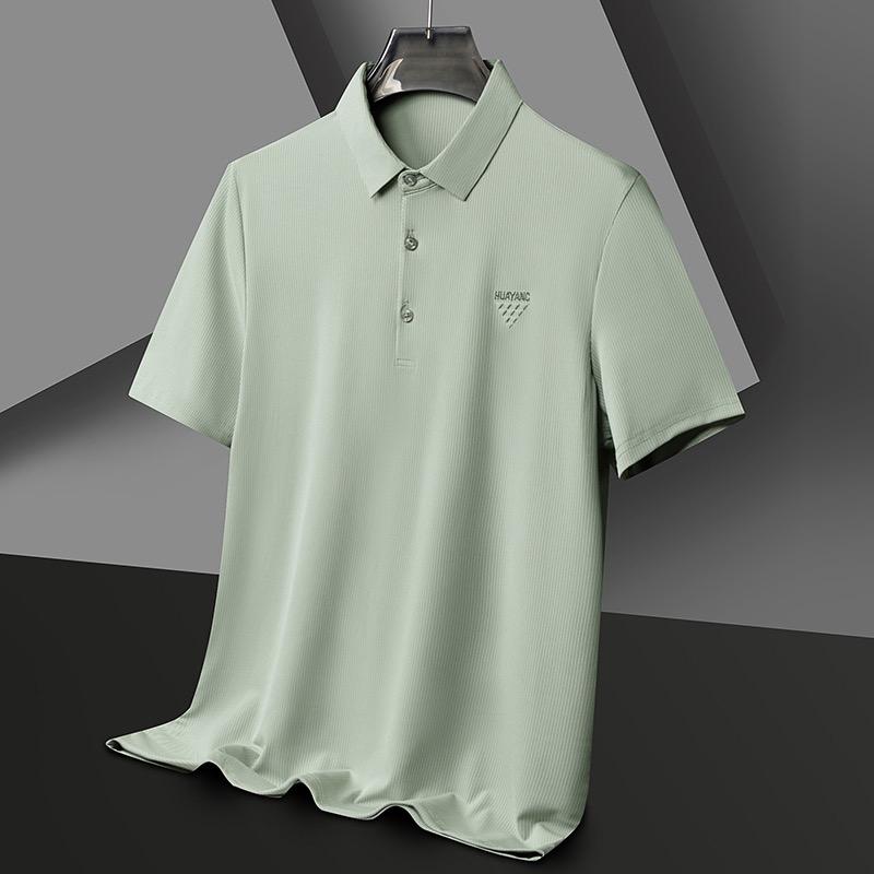 Sommer Weiche Eis Seide Atmungsaktiv Kurzarm T-Shirt Herren Revers Neue Marke Stickerei Mode Business Casual POLO-Shirt
