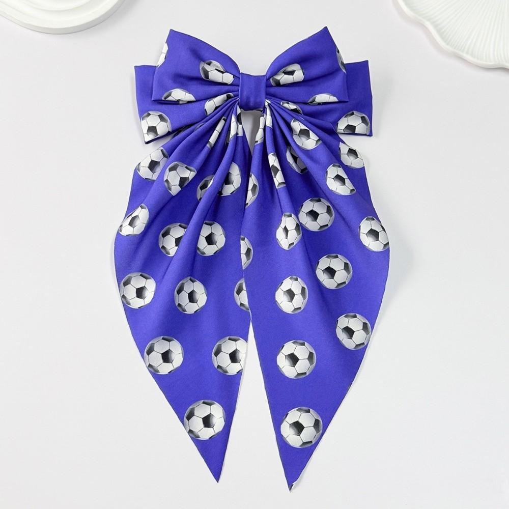 Colorful Football Pattern Bow Hair Clip Elastic Cute Fabric Ribbon Hair Rope Fashion Soft Fashion Hair Accessories Sports Events