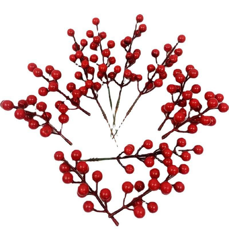 Weihnachtsgirlande aus Schaumstoff mit roten Beeren, 12-köpfiger Dekodraht für die Weihnachtsdekoration