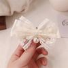 Hair Tie Ribbon Lace Bowknot Decor Imitation Pearl Pendant High Elastic Rubber Band Hair Rope Hair Accessories