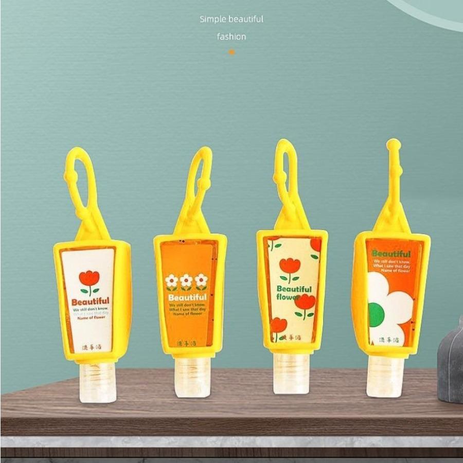 30ML Hand Sanitizer Disinfection Water Bottle with Hook Silicone Sleeve, Perfume Bottle Cover Portable Car-mounted Disinfectant Bottle Mosquito