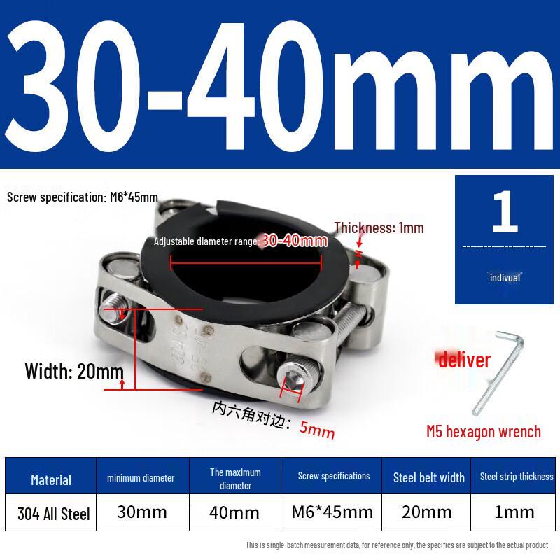 

YISHUXIANG Stainless Steel Heavy Duty Rubber-Lined Hose Clamp