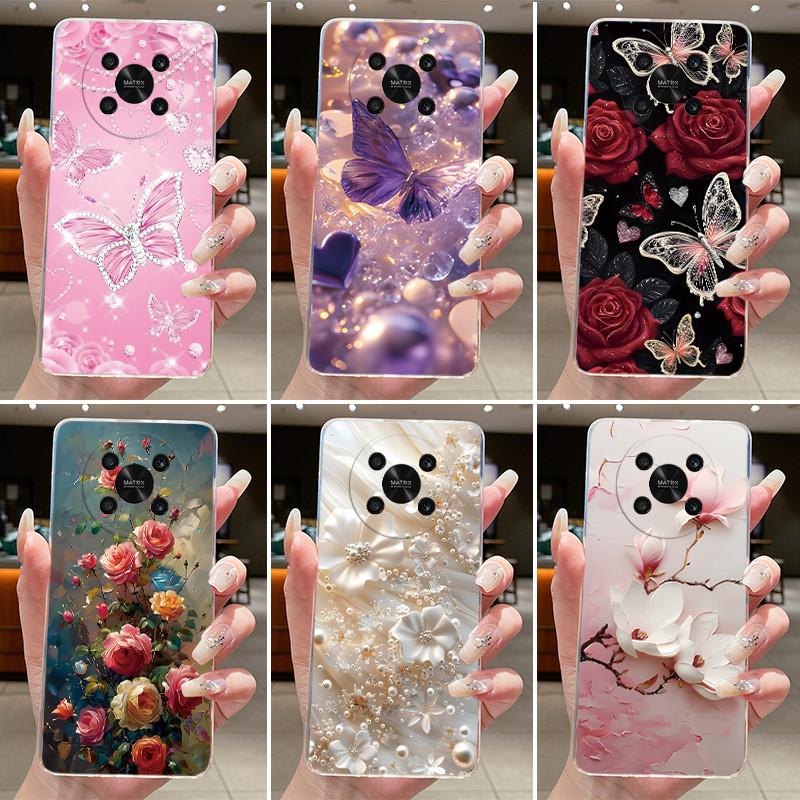 For Honor X9 Case HonorX9 4G 5G Elegant Luxury Butterfly Flower Printing Soft Silicone Clear TPU Protective Cover Phone Cases
