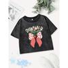 Casual Cotton Crop Tops Womens Summer Vibes Strawberry Prints Washed T-Shirts Distressed  Fit Tees Street Clothes