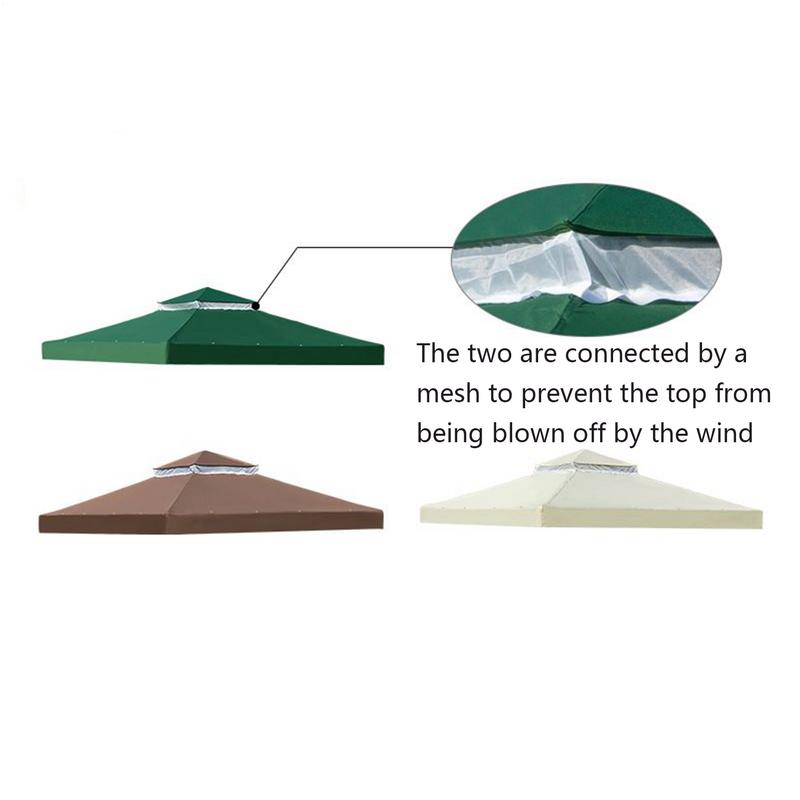 Outdoor Replacement Canopy Top 10x10ft 300D Polyester Cloth Double Tier Gazebo Roof Cover Garden BBQ Gazebo Top Replacement Cove