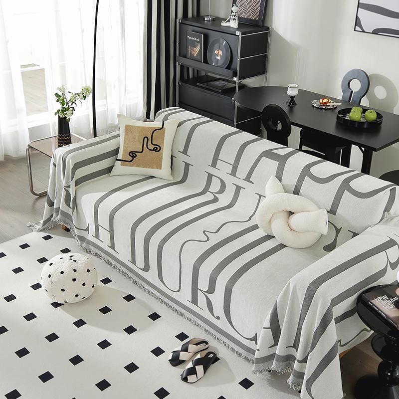 Chenille Sofa Throw Blanket Ins Style Sofa Cover with Tassel Four Season Couch Towel All-all-inclusive Dust Covers Blanekets