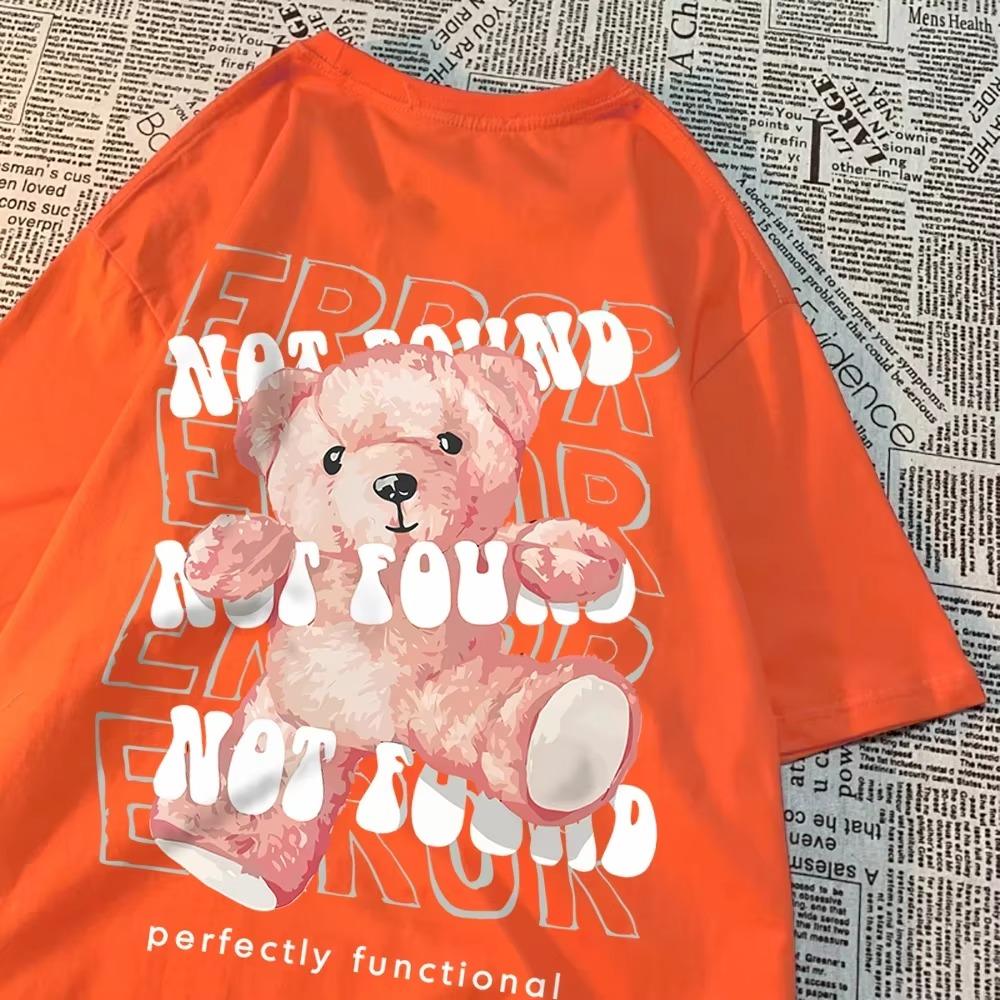 Not Found Perfectly Functional Teddy Bear Mens T-Shirts High Quality Cotton Clothes Loose Cotton Breathable T Shirt O-Neck Tops