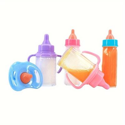 3 Stück/Set Flaschenset, 3,34 Zoll Milchflaschen und 3,74 Zoll Saftflaschen mit einem Schnuller, Puppenzubehör Geschenk