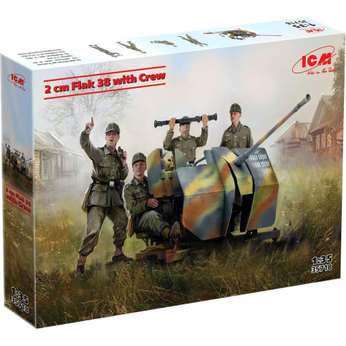 ICM 1/35 Scale 2cm Flak 38 with Fire Crew Plastic Model Kit 35718 (Cannon)