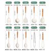Large Beech Wood Handle Silicone Kitchen Utensils: Silicone Spatula, Spoon, and Stir-Fry Spatula Set for Non-Stick Pans