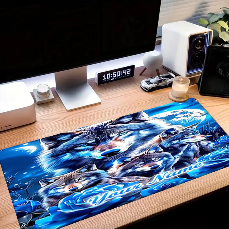 1PC Custom Name Wolf Family Moon Night Mouse pad, keyboard and mouse desk pad, for computer notebook Birthday Gift For Any Room Or Office
