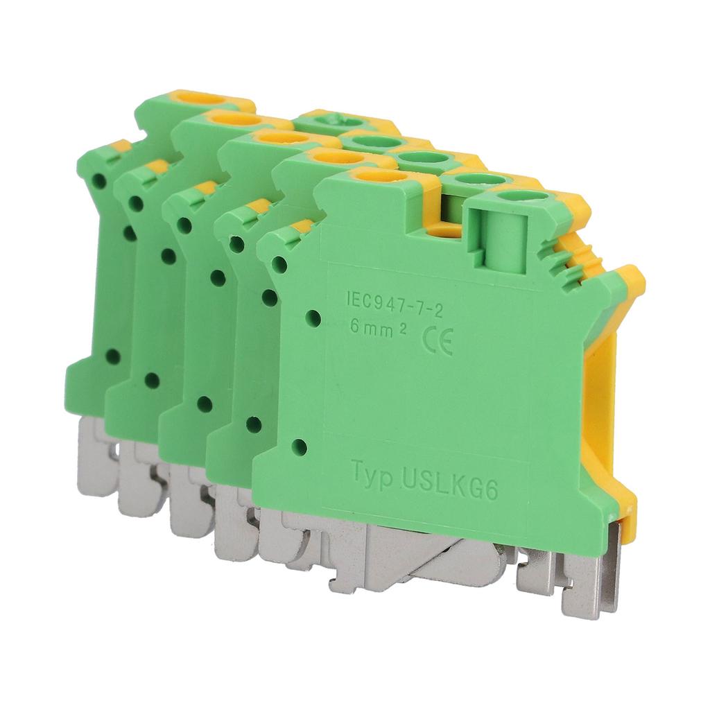 50Pcs DIN Rail Mount Terminal Grounding Terminals Block for Electrical Connections USLKG‑6
